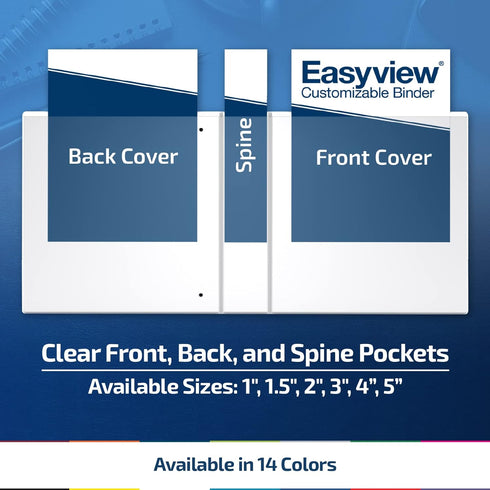 EasyView Premium 1-Inch Binders with Clear-View Covers, 3-Ring Binders for School, Office, Pack of 6, Turquoise