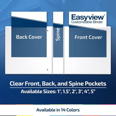 EasyView Premium 1-Inch Binders with Clear-View Covers, 3-Ring Binders Pack of 6 for School or Office