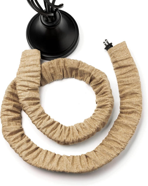 ELFCAB 1 Pack 6Feet Chandelier Chain Cover & Fabric Cord Cover Length for Chandelier Lighting Wires Natural Burlap Easy