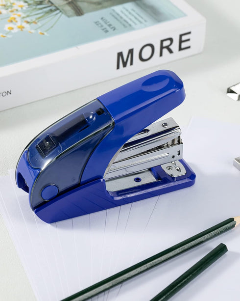 Effortless Standard Stapler Set, Dark Blue, 20 Sheet Capacity, Half Strip, Built-in Staples Storage, 1000 Staples