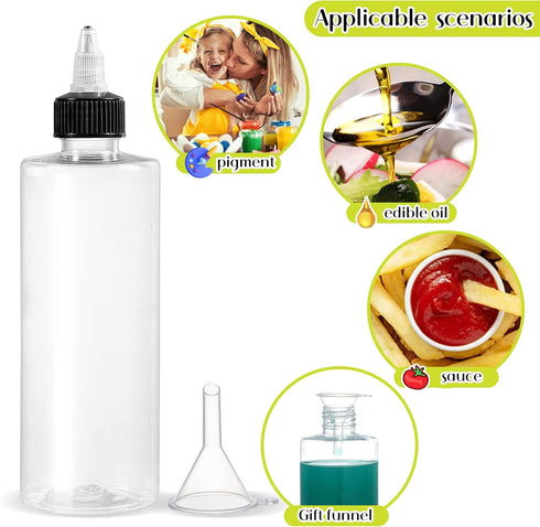 22Pack 8oz Plastic Squeezing Bottles - Clear Oil Dispenser Dropper Bottle with Twist Top Cap for Crafts and More