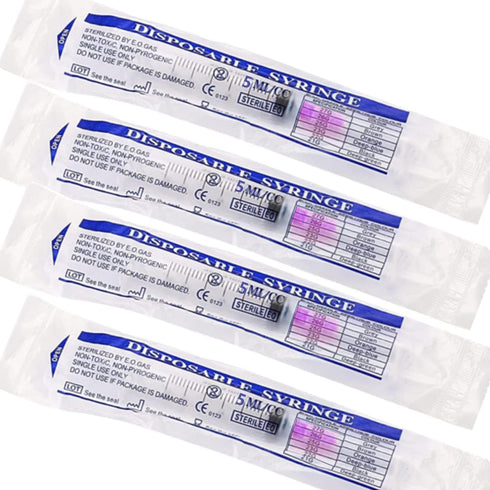 100 Pack 5ml Plastic Syringe with 18 Gauge Needle, Individually Sealed Lab Supplies