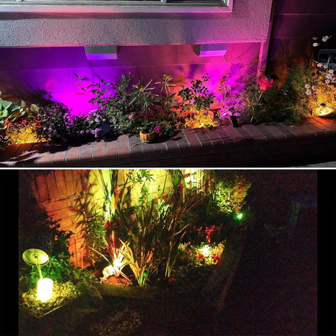 12W 800lm 120V IP66 46.5ft 4 Pack Spotlights Outdoor, RGB Color Changing Landscape Lights Plug in LED Spot Lights
