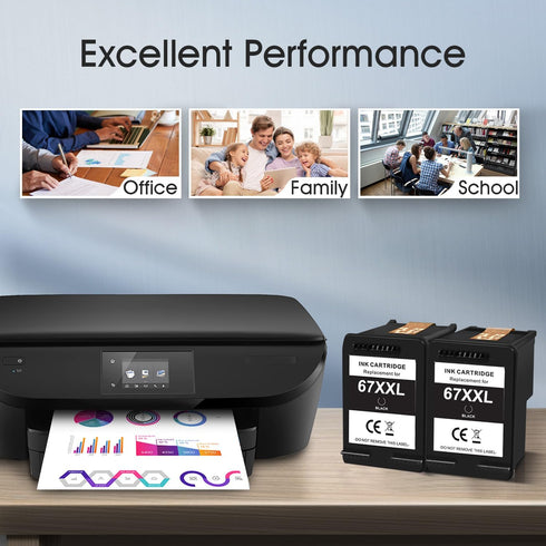 XXL 67 Black Ink Cartridge Replacement for HP 67XXL 67XL for DeskJet 2700, 2755e, Envy 6055e Printers