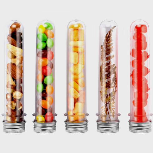 30 Pack 45 ML Plastic Test Tubes with Caps, Clear Bath Salt Tubes for Candy Storage, Science Experiment