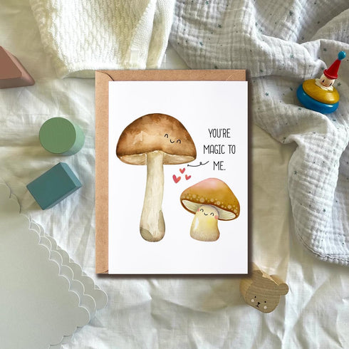 PTTShop You Are Magic To Me Mushroom Card - Lovely Mushroom Anniversary Card - Magic Mushroom Pun Card - Lovely Sweet