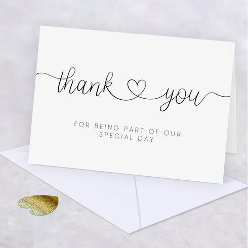 LUXAVELLA 12 PACK Thank You Cards Wedding with Envelopes& Stickers, Wedding Vendor Thank You Card.