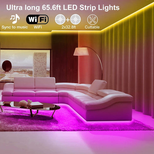 65.6 VOLIVO FT WiFi LED Strip Lights,LED Light Strip Compatible with Alexa and Google Home,App/Remote/Voice Controlled