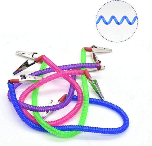 4Pcs RZJZGZ Dental Napkin Clip Bibs Holder Clips Flexible Metal Elastic Dental Bib Chain for Bibs/Face Cover/Kids Adult