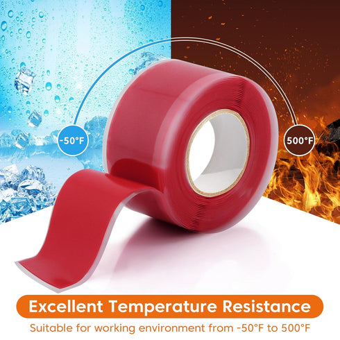 2 Rolls Self Fusing Silicone Tape, 1in(W) X 10ft(L), Waterproof Tape for Plumbing Hose Repair and Insulating