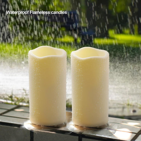 15PACK (D3 xH5.5) Outdoor Plastic flameless Candles with Remote Control and Timer, LED Flickering Battery Operated