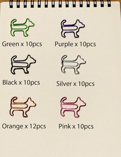 Cute Dog Shaped Paper Clips, 60 PCS, Assorted Colors, Fun Office Gifts