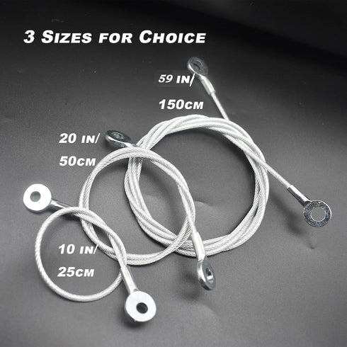 10 pcs 10 inch (25cm) 3mm Thickness Galvanized Steel Wire Cable Eyelets - Ended Short Rope Lanyard Safety Tether