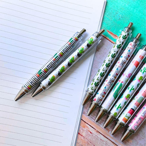 8PC Cactus Pens Ballpoint Writing Pen Black Ink for School Classroom Office Desk Decor Supplies Decoration Theme