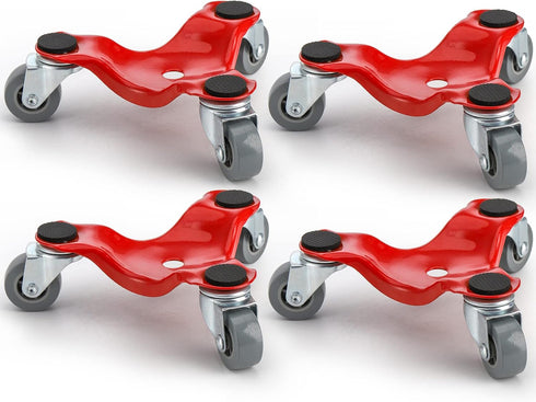 4 Pack 200 lbs 3 6.3 Inch ZEAYEA Steel Tri-Dolly, Load Capacity Wheel Mover's Dolly for Moving Furniture, Appliances