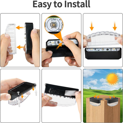 Outdoor,12 Pack Lights,8 Solar Fence Lights Solar Deck Fixed Colors Color Changing Modern Solar Powered,Waterproof LED