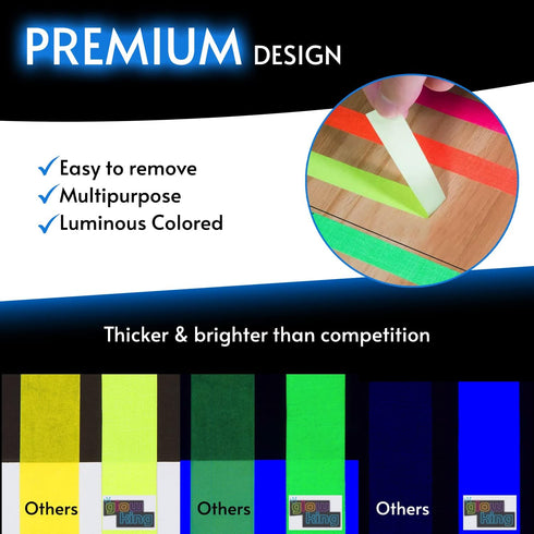 Glow King Blacklight Reactive Glow Tape - Premium UV Fluorescent Neon Party Gifts for Room Decoration