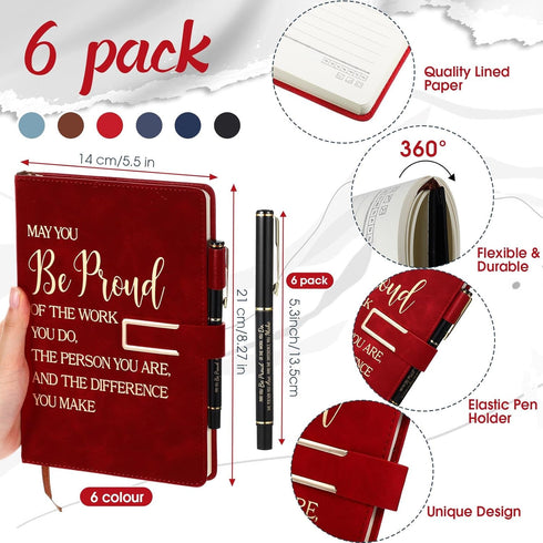 Qilery 12 Pcs A5 Leather Journal Notebooks with Ballpoint Pens, Appreciation Gifts for Coworkers, Teacher Graduation