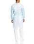 VALUMAX 3370K-B Pack 10 Disposable Dual-Fabric Cover Gown, Fluid Resistant,Tie Back, Knit Cuffs, Blue, of Regular Size