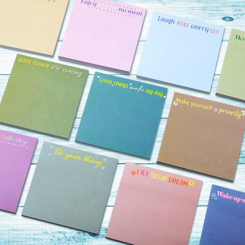 Zonon 24 Pieces Colorful Inspirational Sticky Notes 3 x 3 Inch Motivational Fun Notepads for Teacher Nurse Coworkers