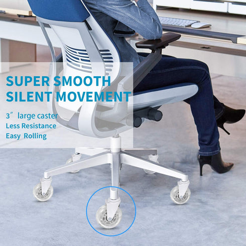 Office Chair Wheels Replacement, 3 Inch Rubber Desk Chair Casters for Smooth Rolling on All Floors