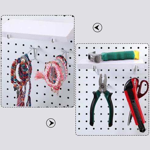 Hotop Pegboard Shelf Hooks Kit, 1/8, 3/16 Metal Brackets for Peg Board Organizer, 8 Pieces, 8 Inch