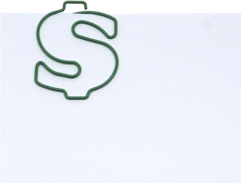 Money Dollar Sign $ Shaped Paper Clips, 100 Count Green, Great for Collectors or Office Gift in Round Tin