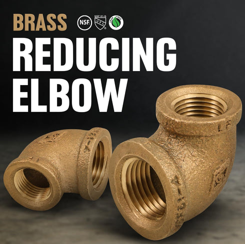 Everflow Supplies BRRL1003-NL 1 x 1/2-Inch No Lead Brass 90-Degree Reducing Elbow
