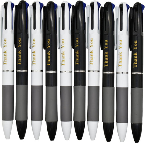 Maydahui 12PCS Retractable 3-in-1 Multicolor Ballpoint Pens, Thank You Pens for Office School Students Party