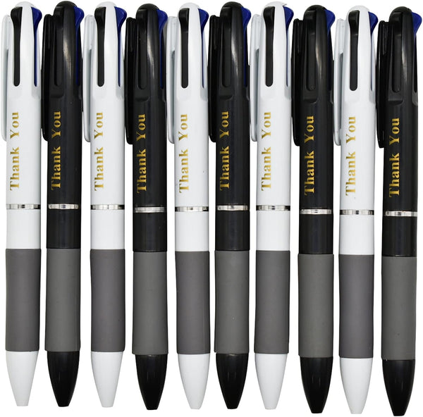 Maydahui 12PCS Retractable 3-in-1 Multicolor Ballpoint Pens, Thank You Pens for Office School Students Party