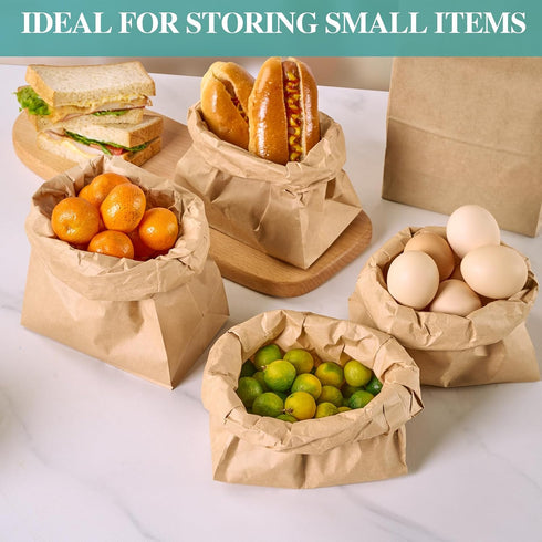 8 LB Bags,100 Count MUCHII Paper Lunch Brown Paper Bags for Lunches, Snacks, Take Out and Small Items