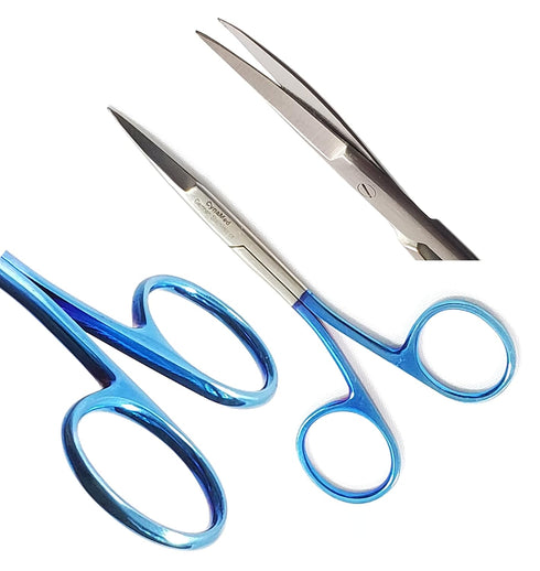 4.5") Premium German - Iris Micro Dissecting Scissors,Gum Scissors,Suture Scissors Eye/Dental Scissors Curved Straight