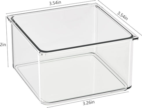 Hudgan 24 PCS Clear Plastic Drawer Organizer Set, Stackable Square Vanity Organizers for Makeup, Bathroom, Office Desk