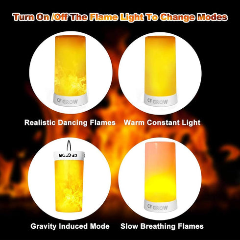 CFGROW Dimmable 4 LED Flame Effect Light, USB Rechargeable Outdoor Flame Table Lamp Waterproof Modes Lantern