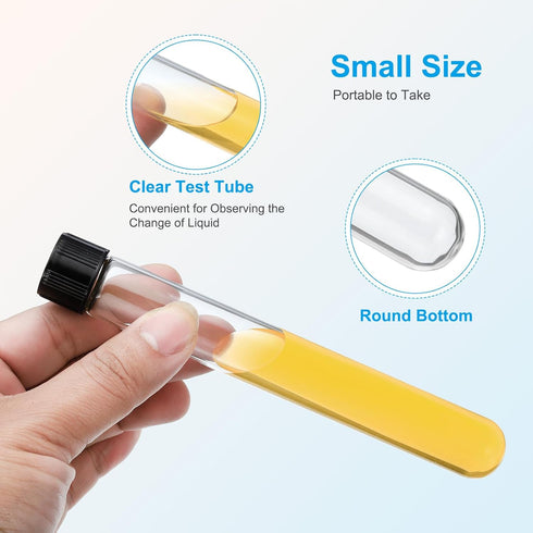 PATIKIL 30ml Test Tubes, 12pcs Glass Clear Round Bottom Test Tube Containers with Plastic Cap