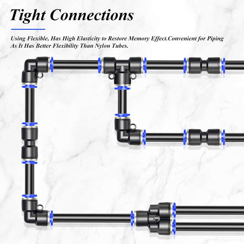 TAILONZ PNEUMATIC Black 8mm or 5/16 OD Polyurethane Air Hose Pipe Kit, 10 Meter