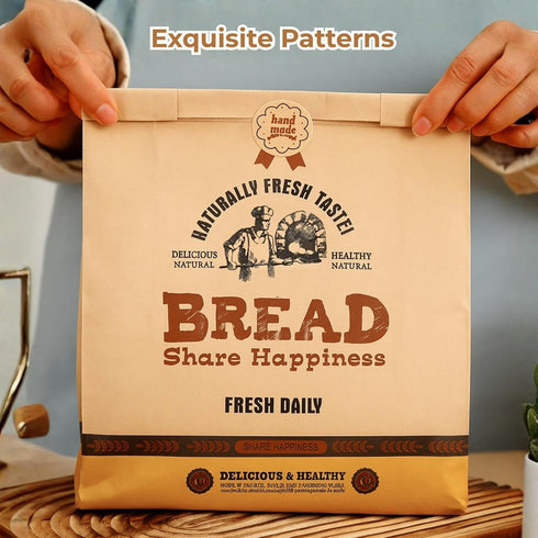 300 Pack 11.8x4.7x3.5in Packaging, Kraft Paper Bread Bags for Homemade Bread w/Clear Window & Seal Stickers | Medium