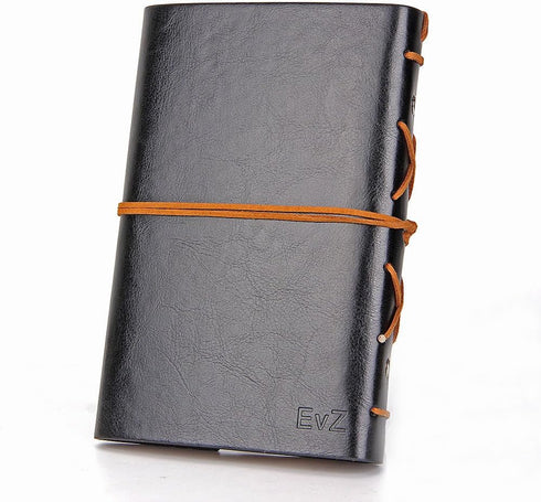 EvZ Leather Writing Journal Notebook, 5 Inches, Vintage Nautical Spiral Blank Diary, Grey
