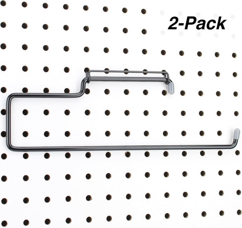 RightArrange 2-Pack Pegboard Paper Towel Holder, Steel, Black - Hooks to Any Peg Board, Organization Accessory for Home
