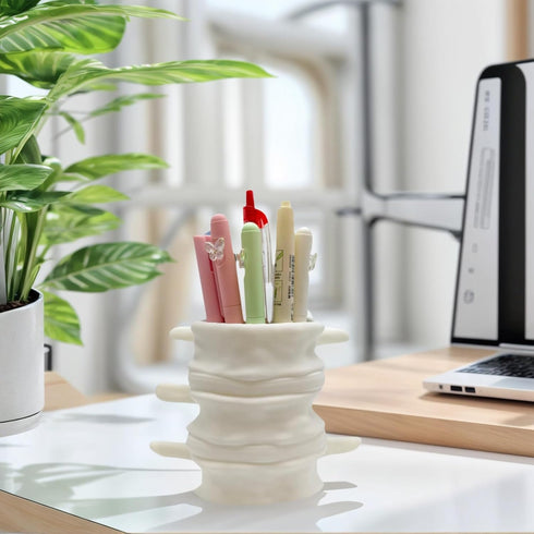 TIME&TRAVE 3D 8-10 Printed Spine Pen Holder, Anatomical Vertebrae Pencil Cup Based on Real CT Scan, Gothic Desk