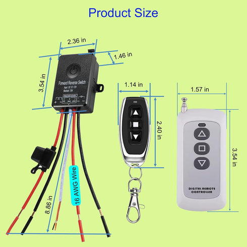DC5-48V/10A Actuator,Winches,Shutter Doors,168 Waterproof Wireless Remote Forward Reverse Switch-Linear Actuator