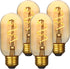 Dimmable T45 T14 E26 2700K 4W Amber Tubular LED Bulbs, Vintage Edison Warm Yellow, 550Lm, Pack of 4