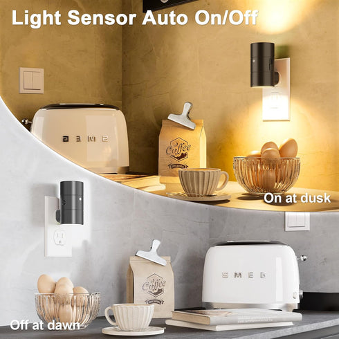 Dimmable 3 (4 Pack, NIORSUN Night Lights Plug into Wall, with Color Modes & Auto On/Off Sensor, Ultra-Slim Nightlight