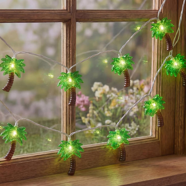 Palm Tree String Lights Outdoor, Summer Beach Themed Decoratives String Lights with