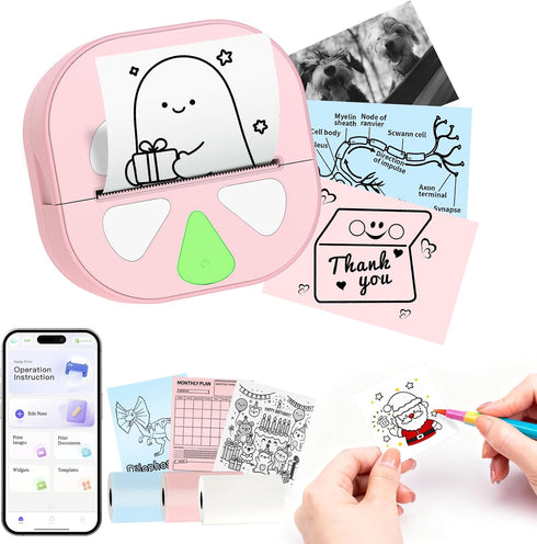 HKHKPI Mini Sticker Printer Thermal Sticker Maker Machine,Bluetooth Print Pods for Kids Teens