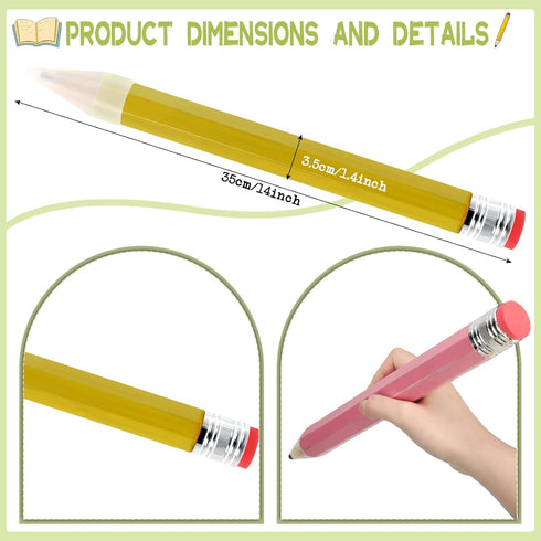 Tinlade 6 Pcs Wooden Jumbo Pencils for Prop, Funny Big Pencil Huge Giant Pencil 14 Inch Large Pencil for Home and School Supplies, Kids, Preschoolers