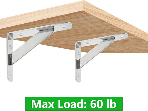 Augiimor 4PCS 4 3 Inch 2mm Stainless Steel Shelf Bracket, x Solid Heavy Duty Shelf Bracket, Corner Brace L Brackets