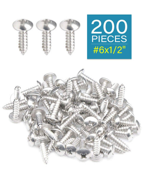 #6 x 1/2" Wood Screws, 100PCS Truss Head Phillips Self Tapping Screws, 18/8 Stainless Steel by IMSCREWS
