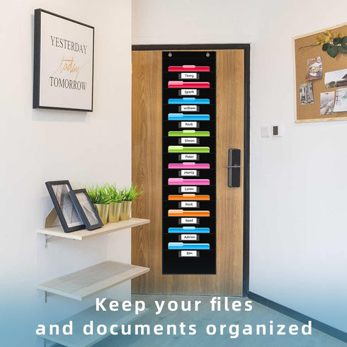 REGELETO 12 Pockets File Storage Pocket Chart, Hanging Wall File Organizer for Classroom and Office, Black