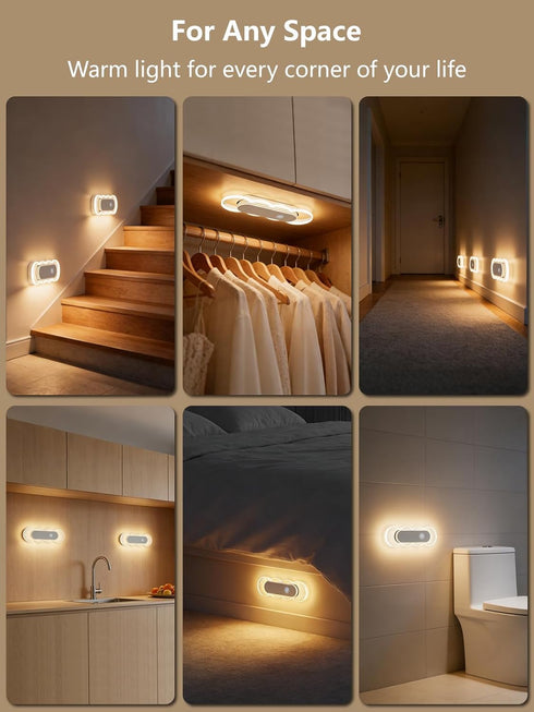 Closet, 2 Pack Kitloo Rechargeable Motion Sensor Night Light, Battery Operated LED Night Light for Kids, Nursery